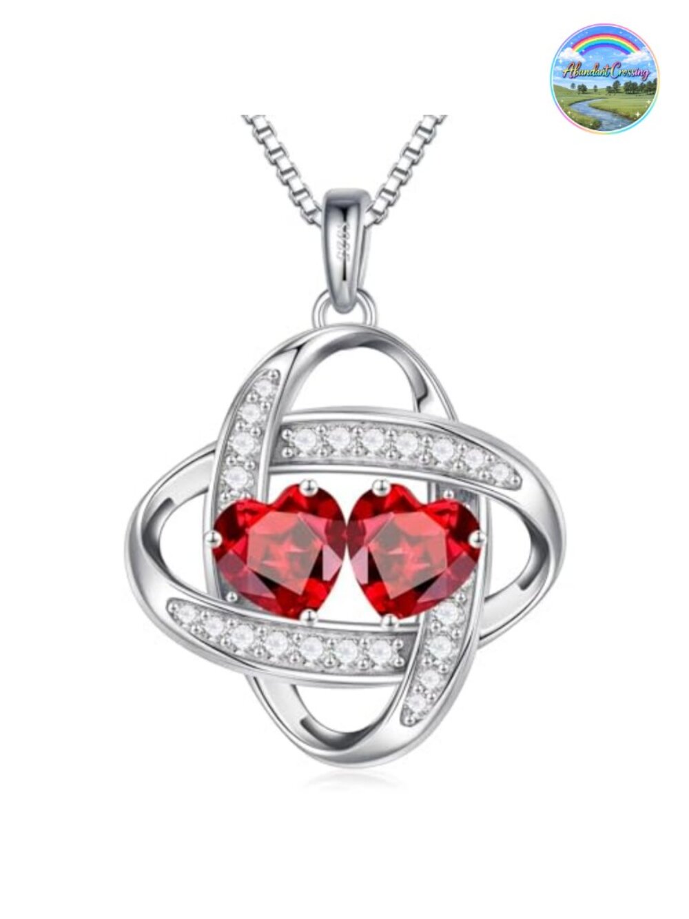Iefil 925 Sterling Silver Love Knot Pendant Necklace Double Birthstone